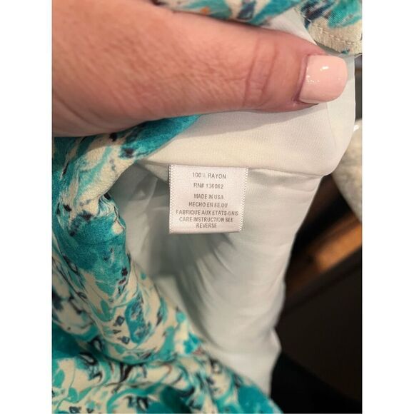 Lavender Brown Aqua Blue Swirl Print Sleeveless Dress sz M EUC - Picture 7 of 7